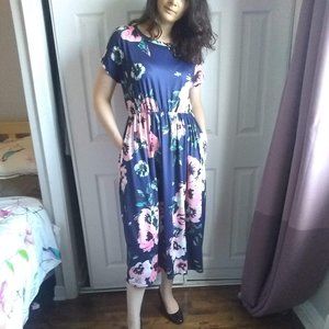 Maxi/Midi flower flowy dress with pockets